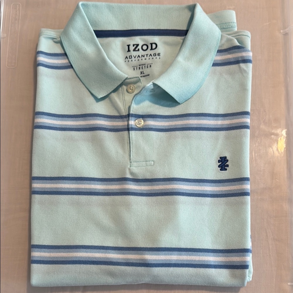 💜3/$12💜 Izod Light Blue and Navy Striped Polo